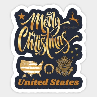 Merry Christmas United States Sticker